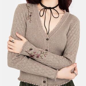 Disturbia Tantra Floral Beetle Embroidered Cardigan